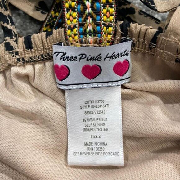 Three Pink Hearts Juniors Casual Dress Summer Tan - Picture 4 of 6